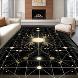 Ultra Soft Area Rug, Non Slip, Stain Resistant, Washable Area Rugs for Living Room, Bedroom, Sleek Neutral Color Block Design(Black)