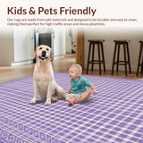 Ultra Soft Area Rug, Non Slip, Stain Resistant, Washable Area Rugs for Living Room, Bedroom, Luxurious Monochrome Medallion Print(Purple)