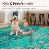 Ultra Soft Area Rug, Non Slip, Stain Resistant, Washable Area Rugs for Living Room, Bedroom, Whimsical Medallion Color Fusion(Blue)