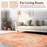 Ultra Soft Area Rug, Non Slip, Stain Resistant, Washable Area Rugs for Living Room, Bedroom, Earthy Tone Curvilinear Patterns(Orange)