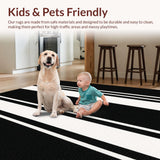 Ultra Soft Area Rug, Non Slip, Stain Resistant, Washable Area Rugs for Living Room, Bedroom, Minimalist Two Tone Horizontal Banded Lightweight Doorway Floor Accent(Black)