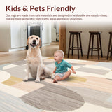 Ultra Soft Area Rug, Non Slip, Stain Resistant, Washable Area Rugs for Living Room, Bedroom, Whimsical Beige Geo Playful Geometric Shapes for Any Decor(Gray)