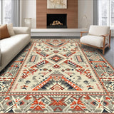 Ultra Soft Area Rug, Non Slip, Stain Resistant, Washable Area Rugs for Living Room, Bedroom, Stylish Minimalist Tribal Elements(Red)