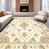 Ultra Soft Area Rug, Non Slip, Stain Resistant, Washable Area Rugs for Living Room, Bedroom, Cream Dream Vintage Inspired Floral Medallion Motif(Beige)