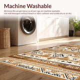 Ultra Soft Area Rug, Non Slip, Stain Resistant, Washable Area Rugs for Living Room, Bedroom, Cultural Heritage Geometric Motif(Beige)
