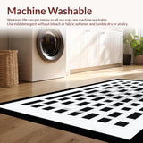 Ultra Soft Area Rug, Non Slip, Stain Resistant, Washable Area Rugs for Living Room, Bedroom, Rustic Monochrome Plaid Visual Appeal(Black)