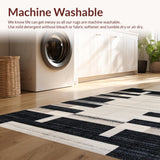 Ultra Soft Area Rug, Non Slip, Stain Resistant, Washable Area Rugs for Living Room, Bedroom, Sophisticated Neutral Contrast Design(Gray)