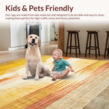 Ultra Soft Area Rug, Non Slip, Stain Resistant, Washable Area Rugs for Living Room, Bedroom, Soft Pastel Circular Accents(Gold)