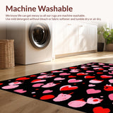 Ultra Soft Area Rug, Non Slip, Stain Resistant, Washable Area Rugs for Living Room, Bedroom, Cute Black Cat Whimsical Print(Red)
