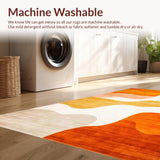 Ultra Soft Area Rug, Non Slip, Stain Resistant, Washable Area Rugs for Living Room, Bedroom, Vibrant Abstract Expressionist Motif(Orange)