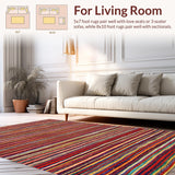 Ultra Soft Area Rug, Non Slip, Stain Resistant, Washable Area Rugs for Living Room, Bedroom, Primitive Red Braided Rug for Cozy Small Spaces(Red)