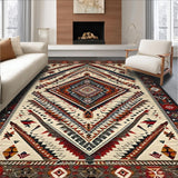 Ultra Soft Area Rug, Non Slip, Stain Resistant, Washable Area Rugs for Living Room, Bedroom, Rustic Tribal Patterned Aesthetic(Beige)