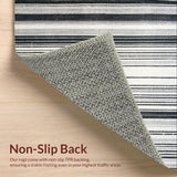 Ultra Soft Area Rug, Non Slip, Stain Resistant, Washable Area Rugs for Living Room, Bedroom, Black and White Linear Stripe Rug, Absorbent Layered Pattern, Non Slip Base(Black)