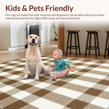 Ultra Soft Area Rug, Non Slip, Stain Resistant, Washable Area Rugs for Living Room, Bedroom, Classic Checkered Dorm Room Soft High Pile Area Rug(Beige)