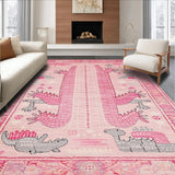 Ultra Soft Area Rug, Non Slip, Stain Resistant, Washable Area Rugs for Living Room, Bedroom, Playful Pastel Animal Aesthetic(Pink)