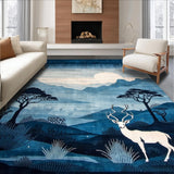 Ultra Soft Area Rug, Non Slip, Stain Resistant, Washable Area Rugs for Living Room, Bedroom, Artistic Abstract Animal Pattern(Blue)