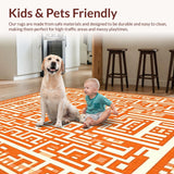 Ultra Soft Area Rug, Non Slip, Stain Resistant, Washable Area Rugs for Living Room, Bedroom, Sophisticated Soft Cream Trellis Style(Orange)
