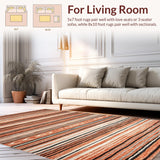 Ultra Soft Area Rug, Non Slip, Stain Resistant, Washable Area Rugs for Living Room, Bedroom, Rustic Geometric Earth Tone Elegance(Orange)