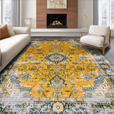 Ultra Soft Area Rug, Non Slip, Stain Resistant, Washable Area Rugs for Living Room, Bedroom, Rustic Earthy Patterned Elegance(Yellow)