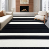 Ultra Soft Area Rug, Non Slip, Stain Resistant, Washable Area Rugs for Living Room, Bedroom, Whimsical Bold Patterned Composition(Black)