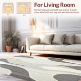 Ultra Soft Area Rug, Non Slip, Stain Resistant, Washable Area Rugs for Living Room, Bedroom, Stylish Area with Contemporary Beige and Slate Swirl Motif Design(Gray)