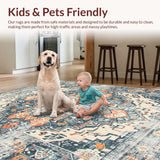 Ultra Soft Area Rug, Non Slip, Stain Resistant, Washable Area Rugs for Living Room, Bedroom, Trendy Soft Pastel Motif(Gray)
