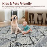 Ultra Soft Area Rug, Non Slip, Stain Resistant, Washable Area Rugs for Living Room, Bedroom, Sleek Monochrome Lattice Design(Gray)