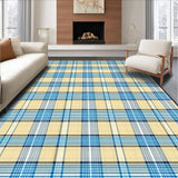 Elegant Blue Tone Checkered Fabric(Beige)