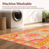 Ultra Soft Area Rug, Non Slip, Stain Resistant, Washable Area Rugs for Living Room, Bedroom, Artistic Round Sunray Design Element(Yellow)