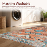 Ultra Soft Area Rug, Non Slip, Stain Resistant, Washable Area Rugs for Living Room, Bedroom, Cozy Earthy Tiled Aesthetic(Orange)