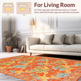 Ultra Soft Area Rug, Non Slip, Stain Resistant, Washable Area Rugs for Living Room, Bedroom, Contemporary Tropical Blossom Aesthetic(Orange)