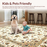 Ultra Soft Area Rug, Non Slip, Stain Resistant, Washable Area Rugs for Living Room, Bedroom, Rustic Distressed Botanical Elegance(Beige)