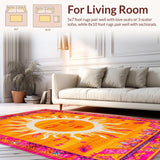 Ultra Soft Area Rug, Non Slip, Stain Resistant, Washable Area Rugs for Living Room, Bedroom, Chic Contemporary Fringed Design(Orange)