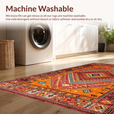Ultra Soft Area Rug, Non Slip, Stain Resistant, Washable Area Rugs for Living Room, Bedroom, Rustic Colorful Chindi Weave(Red)
