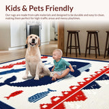 Ultra Soft Area Rug, Non Slip, Stain Resistant, Washable Area Rugs for Living Room, Bedroom, Colorful Coastal Themed Runner(White)