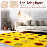 Ultra Soft Area Rug, Non Slip, Stain Resistant, Washable Area Rugs for Living Room, Bedroom, Yellow Fruit-Themed Bedroom Water Absorbent Mat(Yellow)