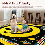 Ultra Soft Area Rug, Non Slip, Stain Resistant, Washable Area Rugs for Living Room, Bedroom, Trippy Monochrome Abstract Design(Yellow)
