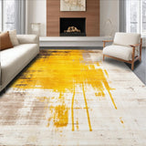 Ultra Soft Area Rug, Non Slip, Stain Resistant, Washable Area Rugs for Living Room, Bedroom, Rustic Painted Area Faux Wool Entrance Non Skid Door Mat(Yellow)