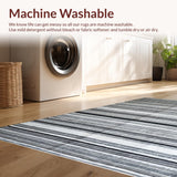 Ultra Soft Area Rug, Non Slip, Stain Resistant, Washable Area Rugs for Living Room, Bedroom, Monochrome Marvel: Black and White Striped Washable Area Rug(Black)