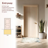 Ultra Soft Area Rug, Non Slip, Stain Resistant, Washable Area Rugs for Living Room, Bedroom, Watercolor Bloom Area for Bathroom with Delicate Floral Design(Beige)