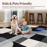 Ultra Soft Area Rug, Non Slip, Stain Resistant, Washable Area Rugs for Living Room, Bedroom, Sophisticated Black and White Aesthetic(Black)