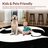 Ultra Soft Area Rug, Non Slip, Stain Resistant, Washable Area Rugs for Living Room, Bedroom, Trendy Modern Cat Circular Pattern(Black)