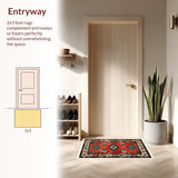 Ultra Soft Area Rug, Non Slip, Stain Resistant, Washable Area Rugs for Living Room, Bedroom, Southwest Aesthetic Bedroom Area Rug with Rubber Backing(Red)