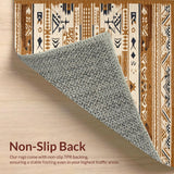 Ultra Soft Area Rug, Non Slip, Stain Resistant, Washable Area Rugs for Living Room, Bedroom, Cultural Heritage Geometric Motif(Beige)