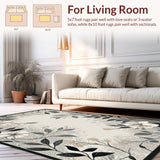 Ultra Soft Area Rug, Non Slip, Stain Resistant, Washable Area Rugs for Living Room, Bedroom, Stylish Abstract Botanical Theme(Gray)