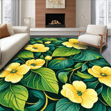 Ultra Soft Area Rug, Non Slip, Stain Resistant, Washable Area Rugs for Living Room, Bedroom, Floral Bath with Yellow and Green Flowers(Yellow)