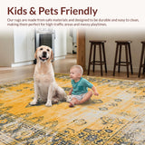 Ultra Soft Area Rug, Non Slip, Stain Resistant, Washable Area Rugs for Living Room, Bedroom, Colorful Abstract Patterned Delight(Yellow)