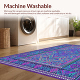 Ultra Soft Area Rug, Non Slip, Stain Resistant, Washable Area Rugs for Living Room, Bedroom, Radiant Colorful Artisan Design(Purple)
