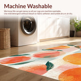 Ultra Soft Area Rug, Non Slip, Stain Resistant, Washable Area Rugs for Living Room, Bedroom, Peach Inspired Area Rug Blush Orange Green White Artistic Design(Orange)