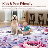 Ultra Soft Area Rug, Non Slip, Stain Resistant, Washable Area Rugs for Living Room, Bedroom, Vibrant Springtime Nature Embrace(Purple)
